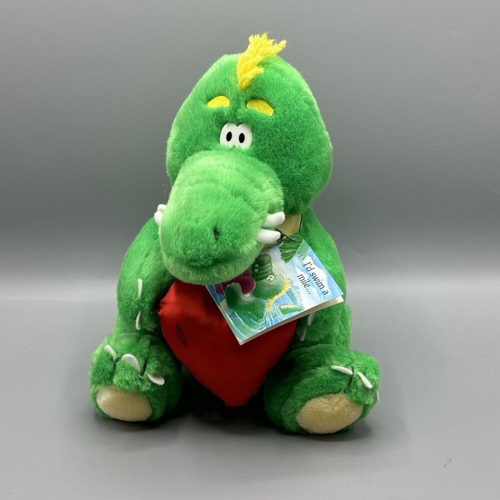 Russ Berrie Crocodile With Heart Plush Stuffed Animal 9" Alligator Vintage